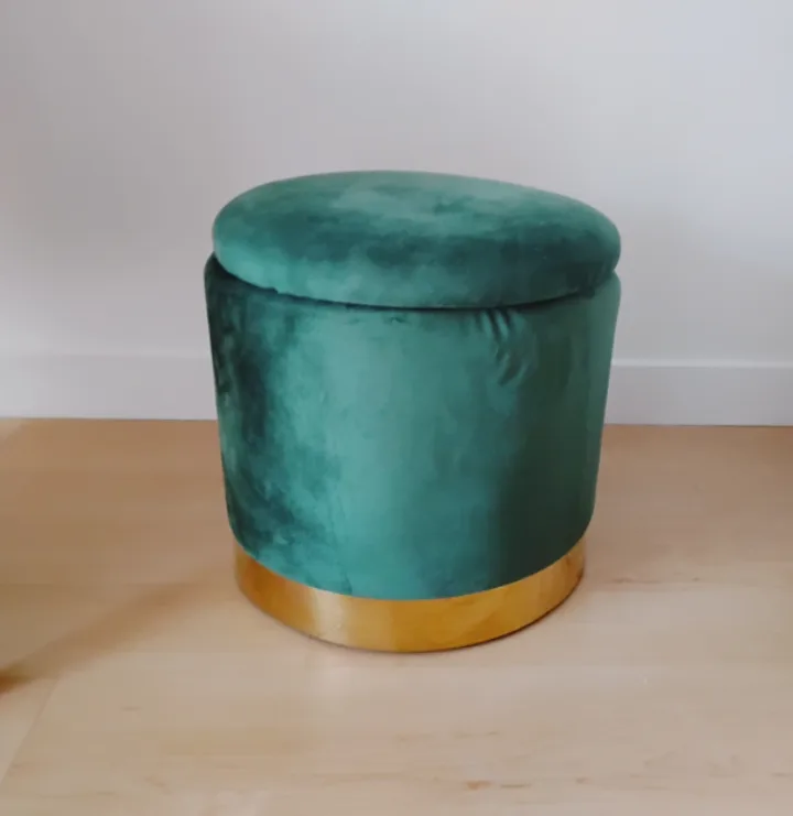 Green Velvet Storage Ottoman thumbnail