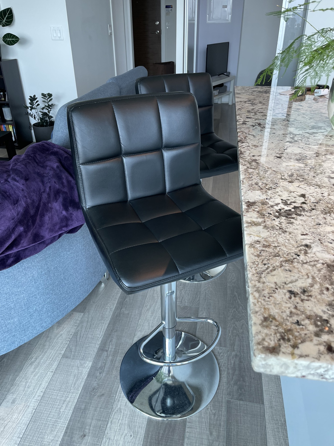 Black Leather Bar Stool