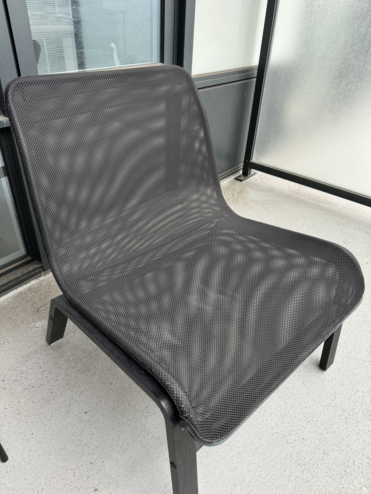 Balcony Black Mesh Chair and Table Set