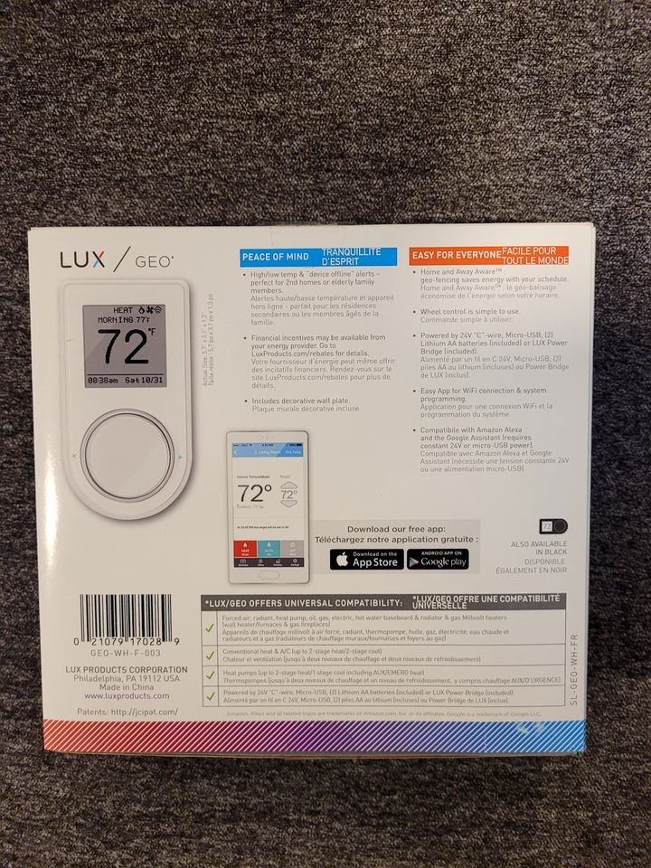 (90% new) Lux/Geo Wifi Thermostat - photo 2