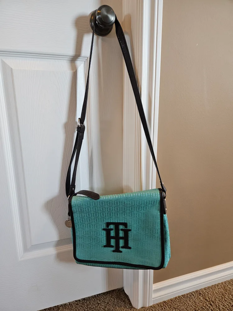 Tommy Hilfiger Blue and Brown Crossbody Bag image indicator(2)