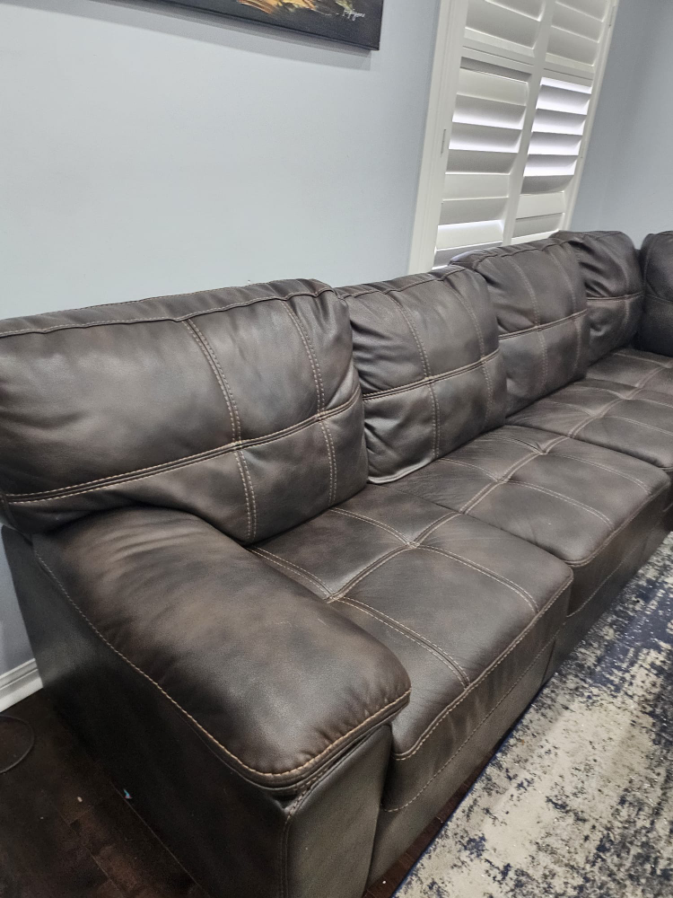 Brown Leather Sectional Sofa - photo 2