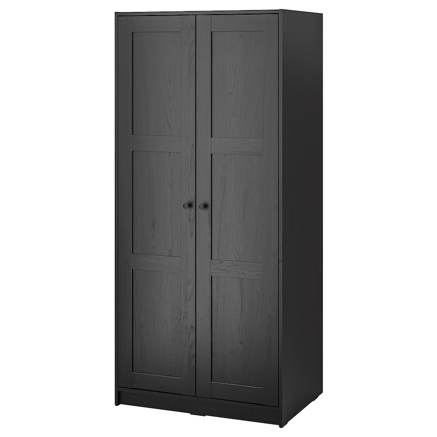 Black 2 Door Wardrobe with Free Mirror