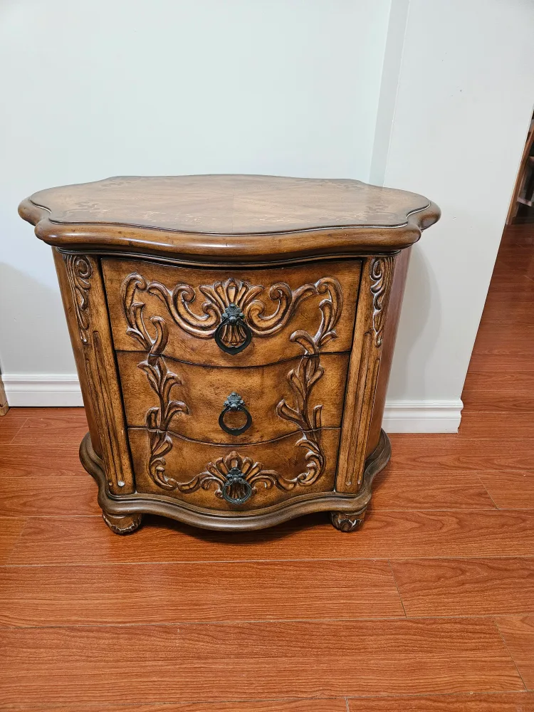 Ornate Wooden Nightstand thumbnail