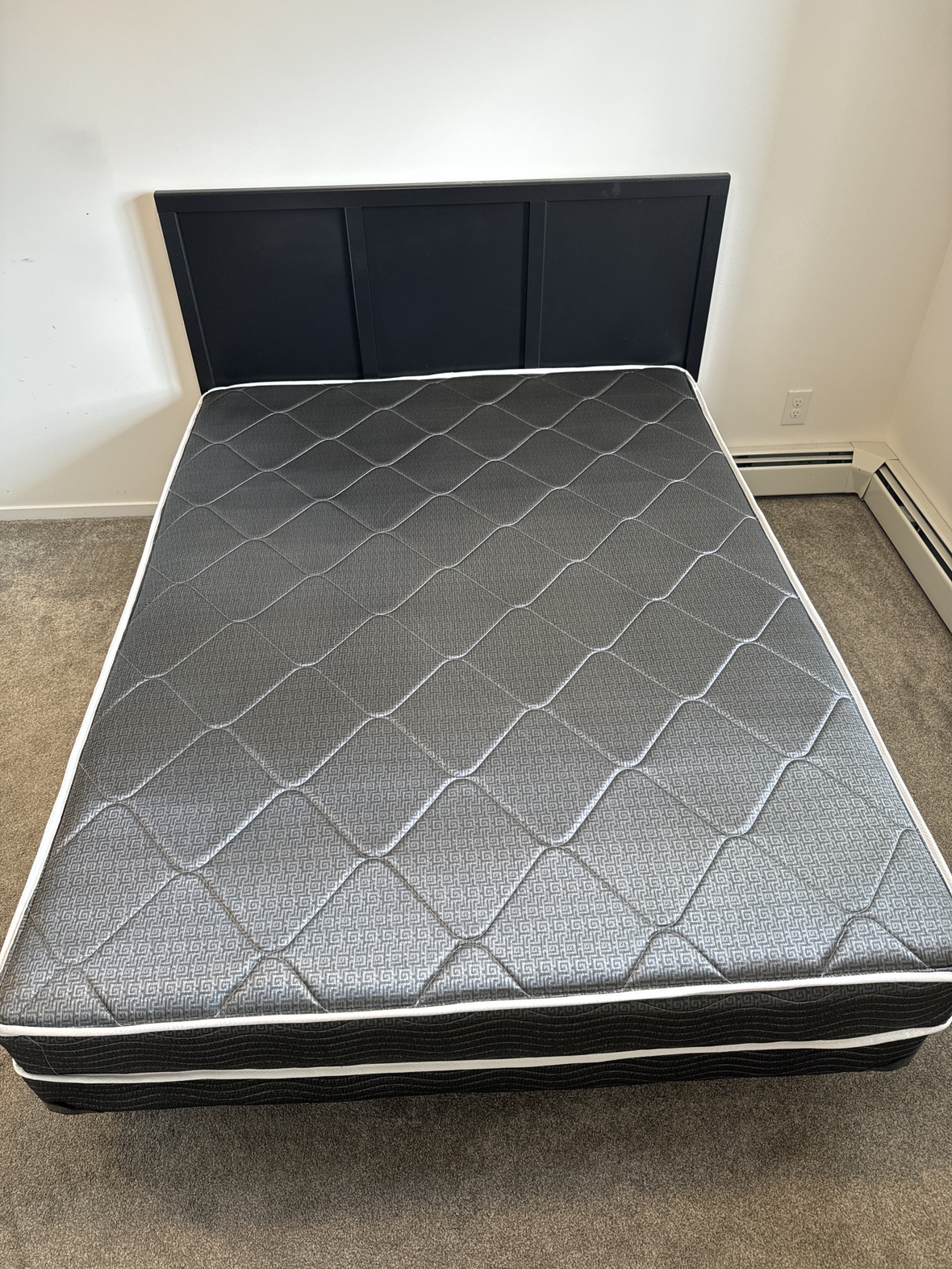 Queen-Sized Bed Frame with Headboard & mattress