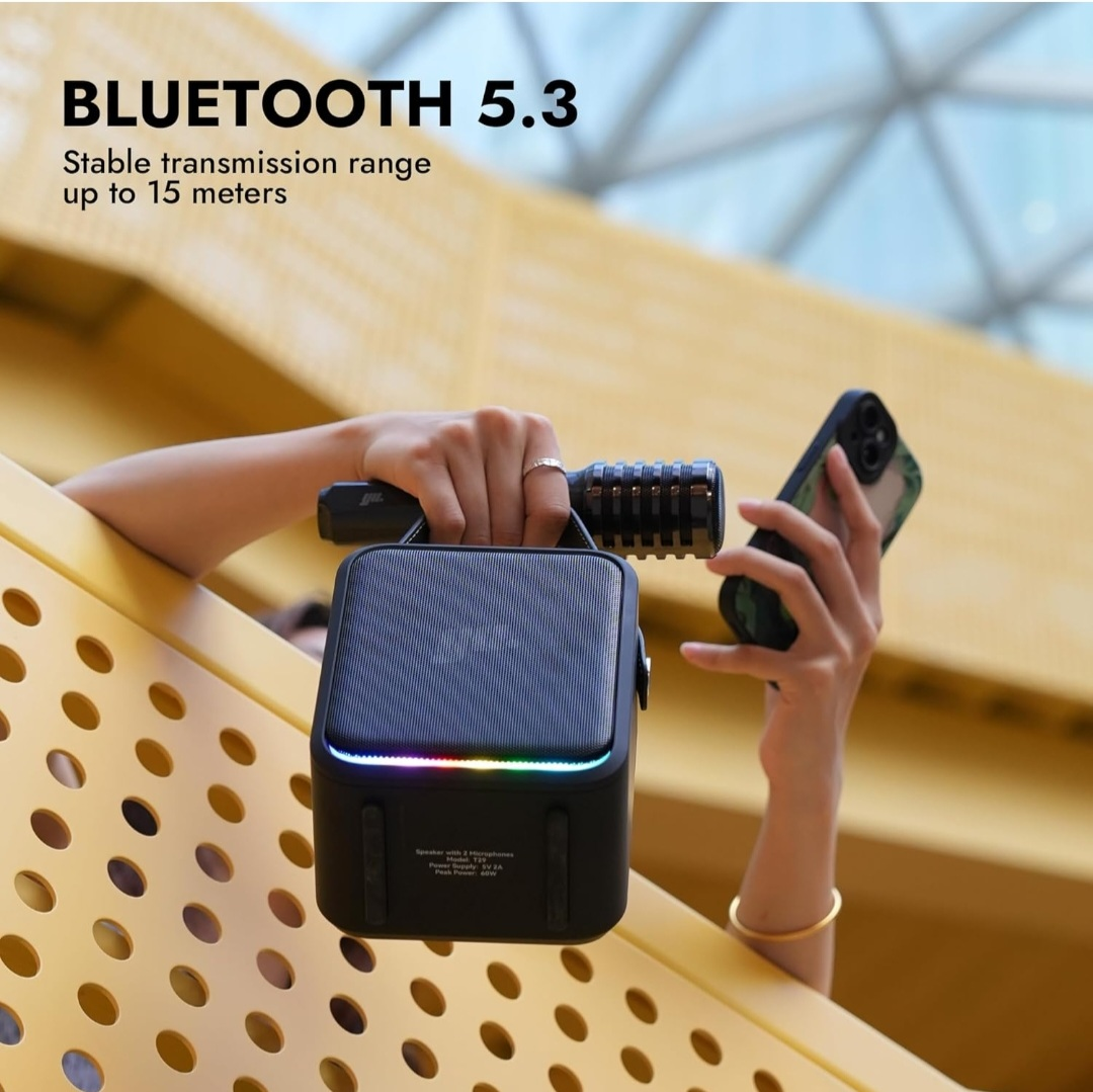 Portable Bluetooth Karaoke Speaker with 2 Microphones - photo 3