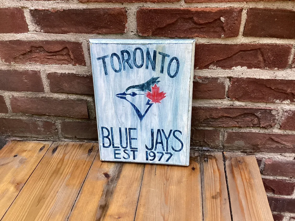 Vintage Hand Painted On Wood TORONTO BLUE JAYS EST 1977 ! image indicator(6)