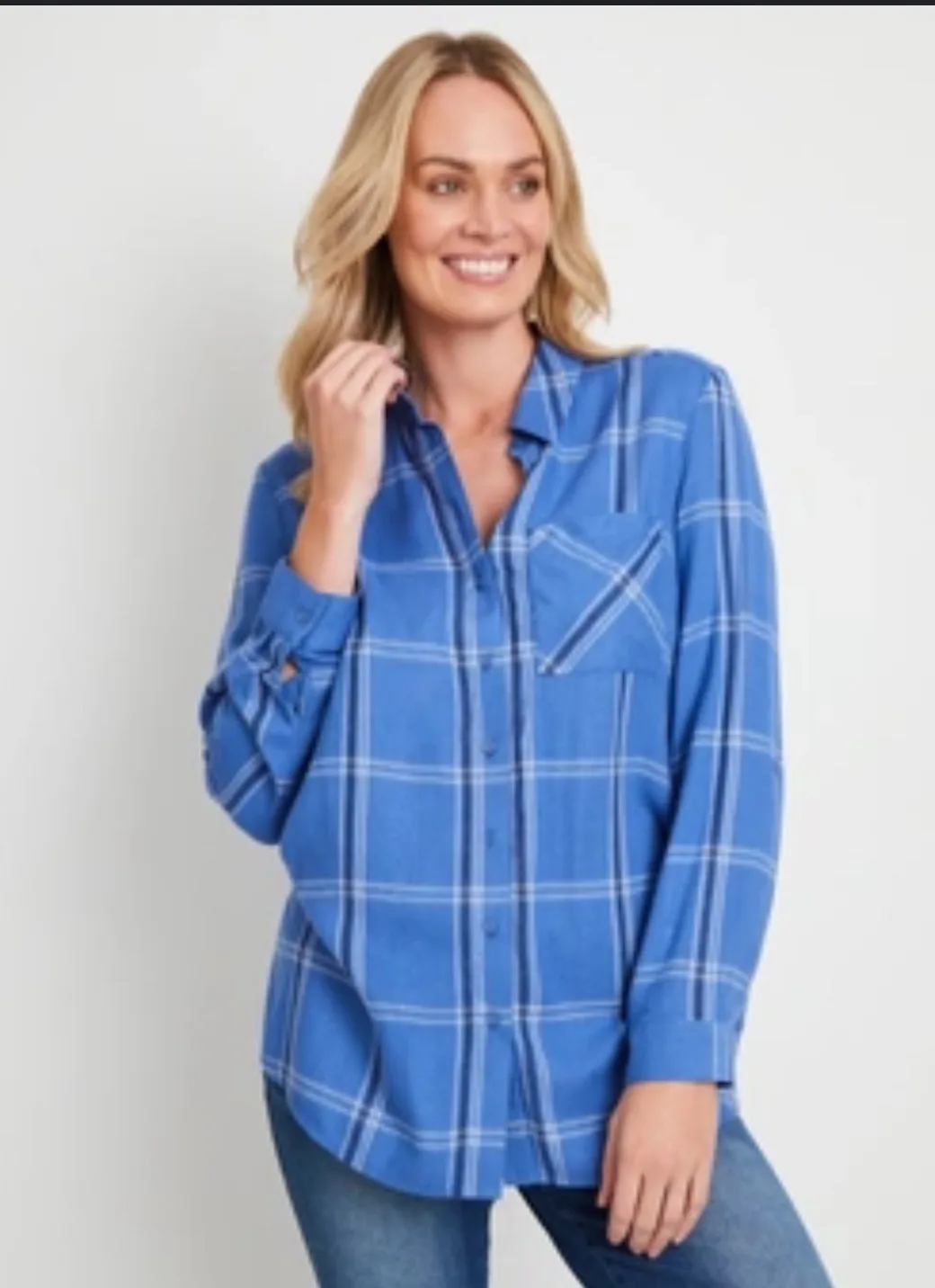 Northern Reflections Blue Plaid Button-Up Shirt thumbnail