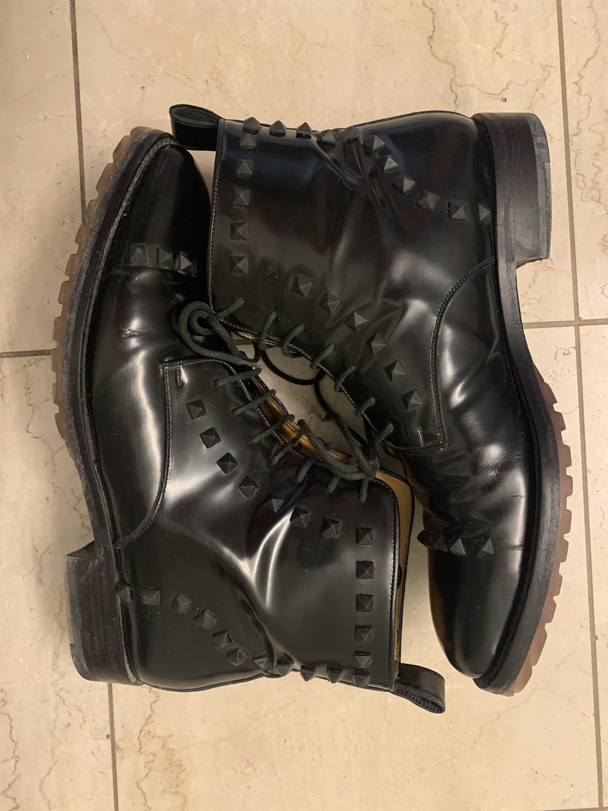 Valentino Men’s Black Rockstud Combat Boots. Size 43 EU. - photo 4