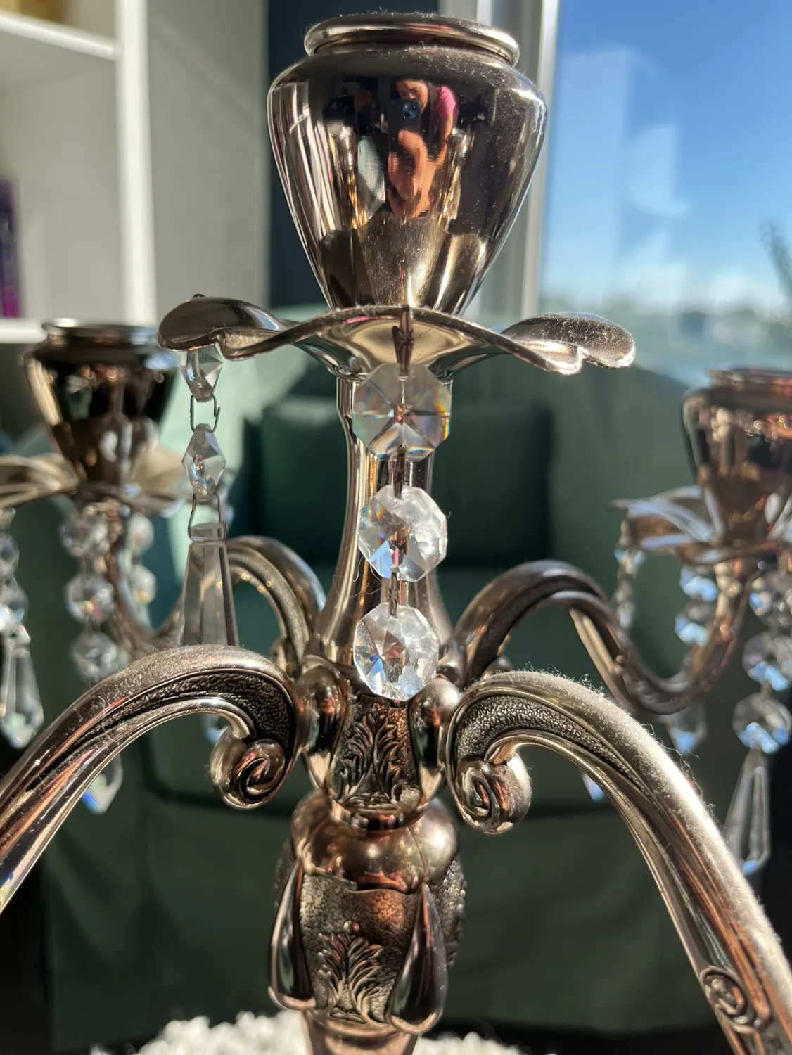 Silver Candelabra with Crystal Drops image indicator(2)