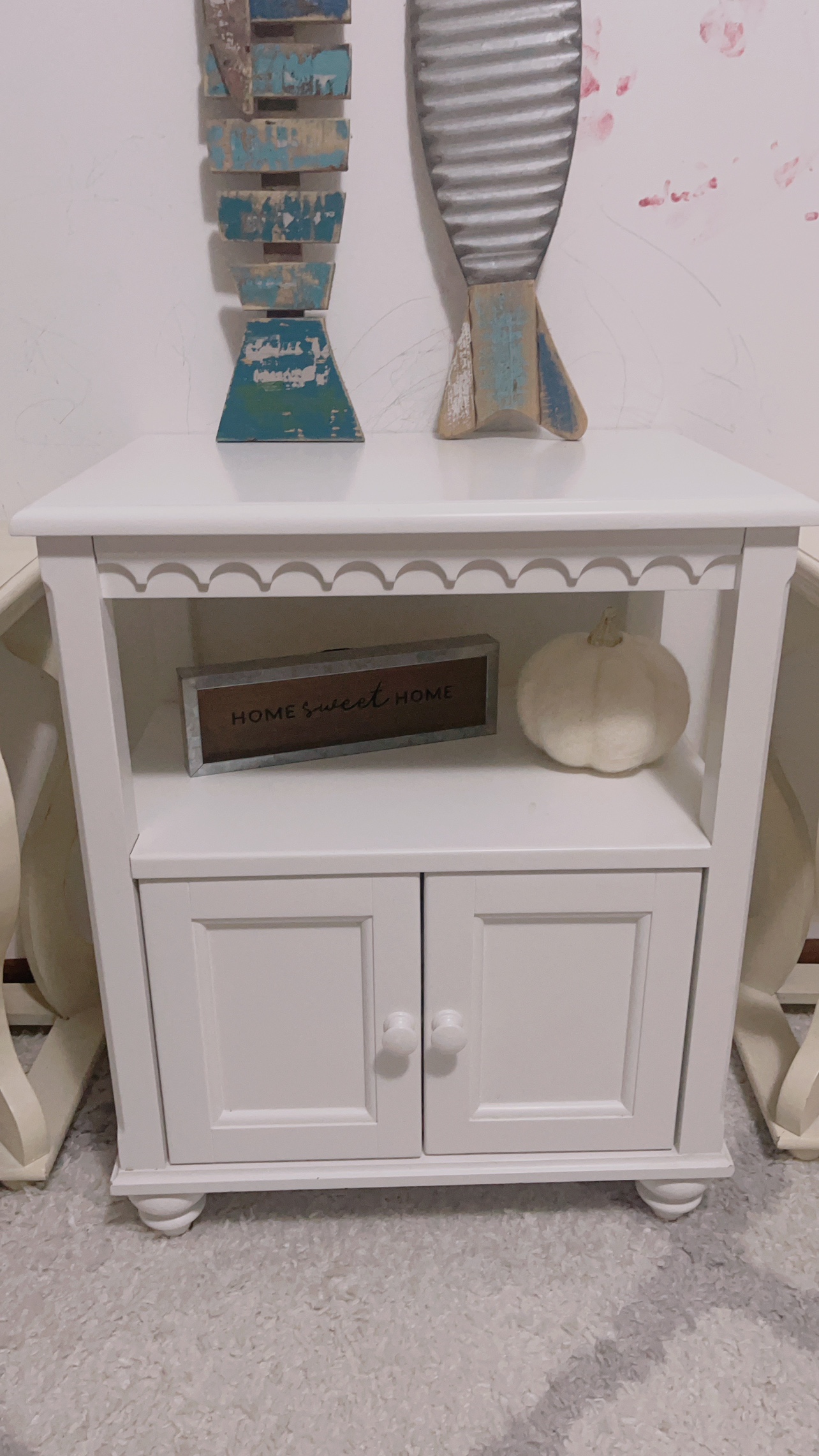 White End Table with Shelf and Doors