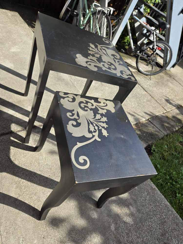 Black End Tables with Silver Detail - photo 3
