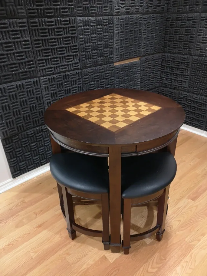 Chess Table Set with 4 Stools - Moving Sale thumbnail