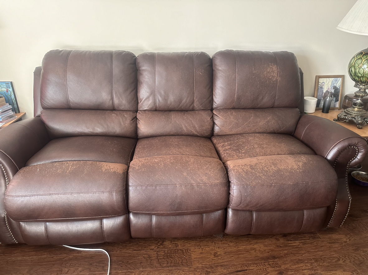 Brown Leather Recliner Sofa - photo 3