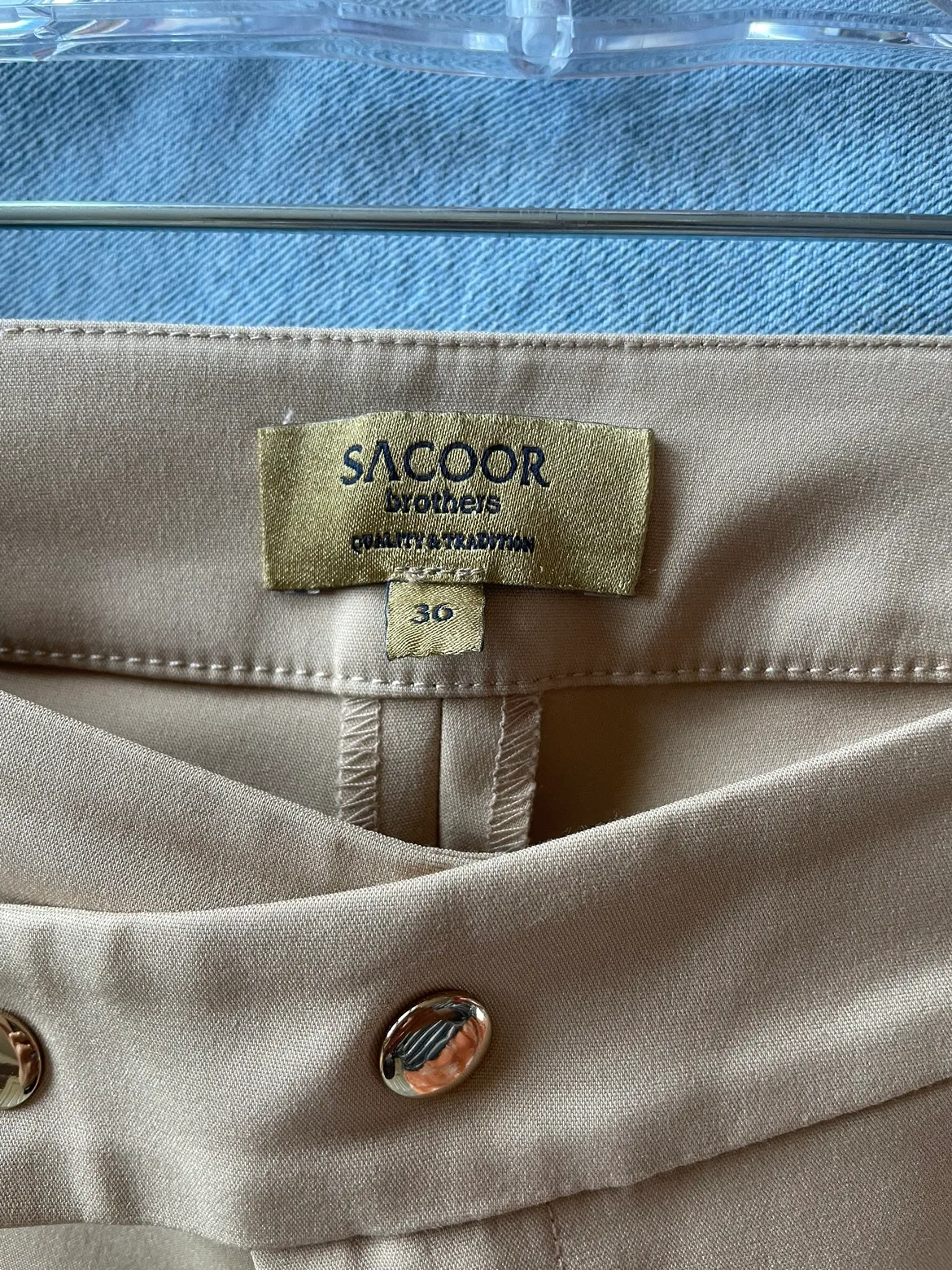 Sacoor Brothers Women's Beige Dress Pants image indicator(3)