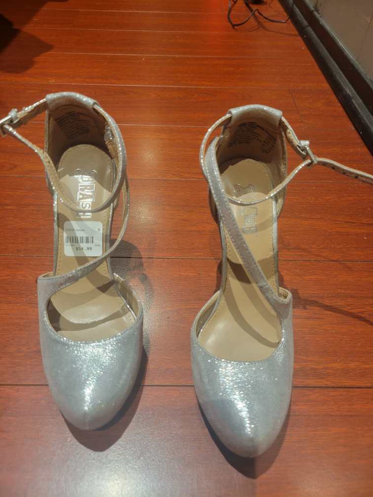 Silver Ankle Strap Heels