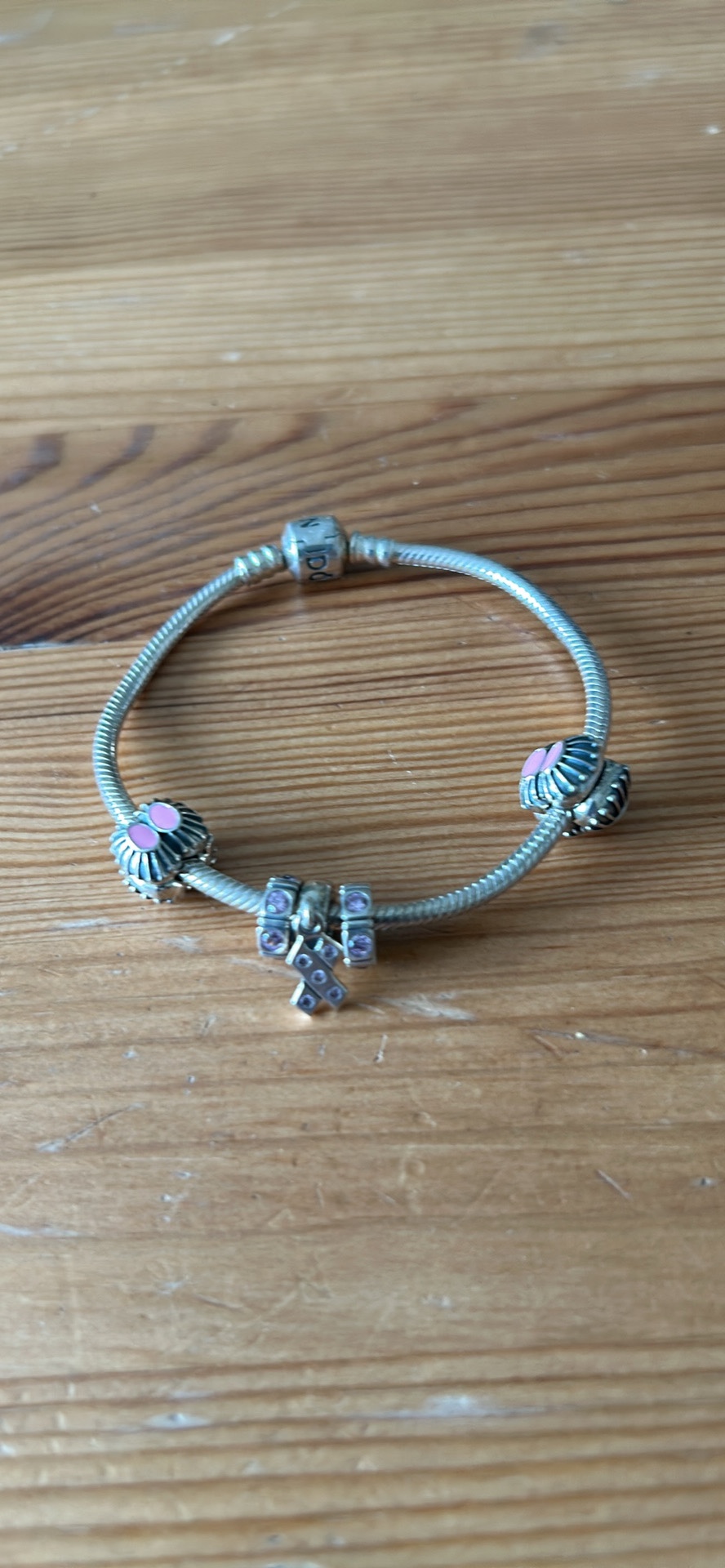 Pandora bracelet with breast cancer ribbon charm - photo 2