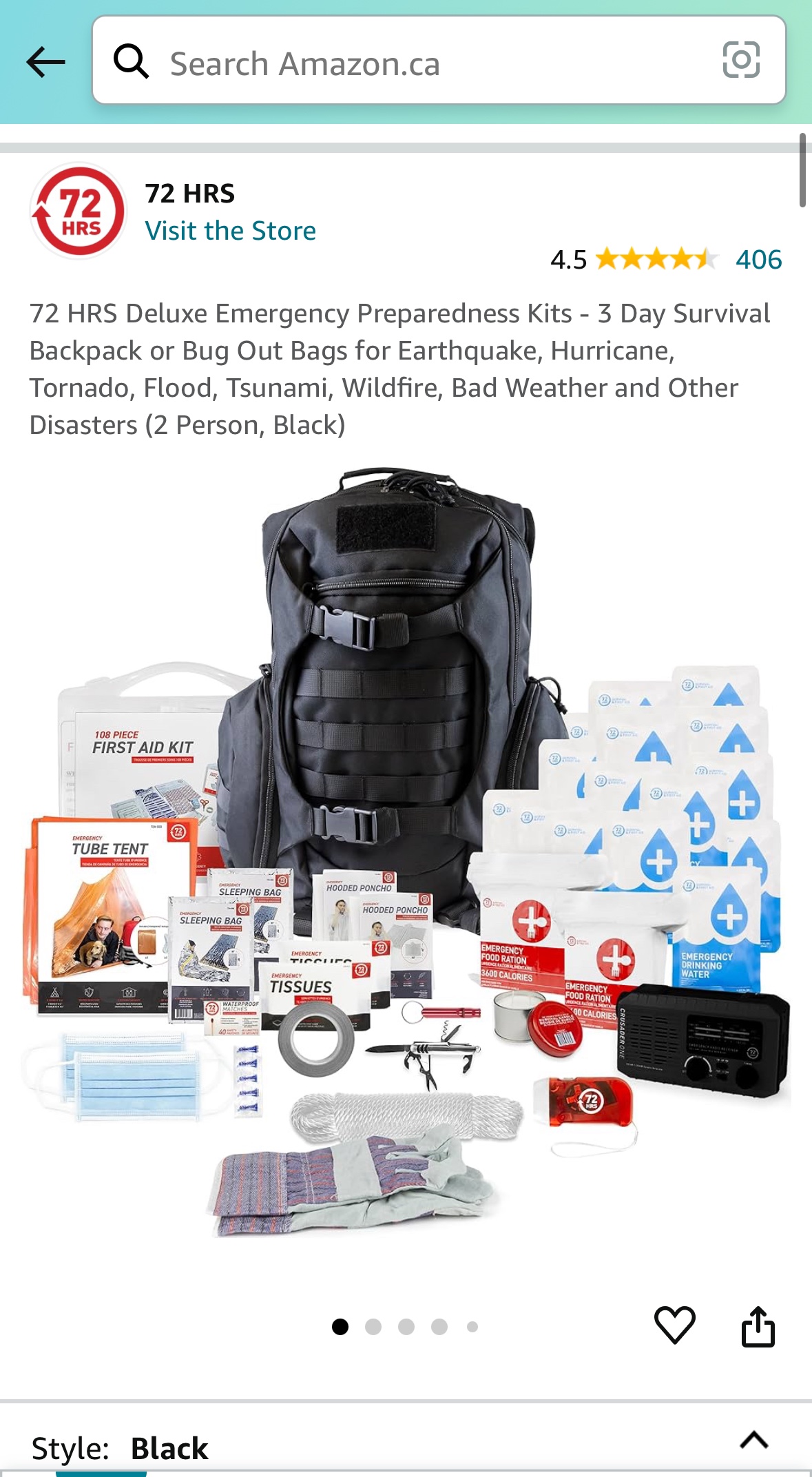 Camping Emergency Back Pack for 2 people