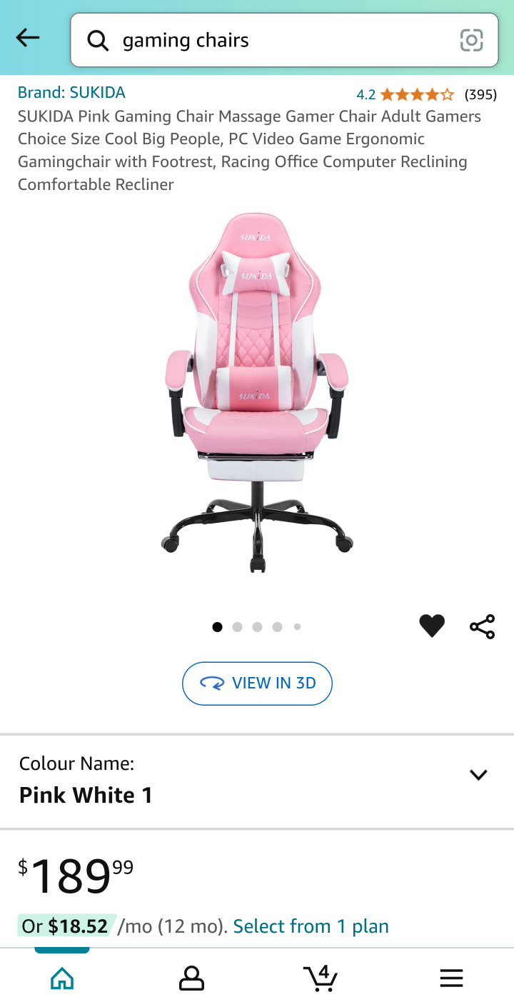 Pink and White Gaming Chair
