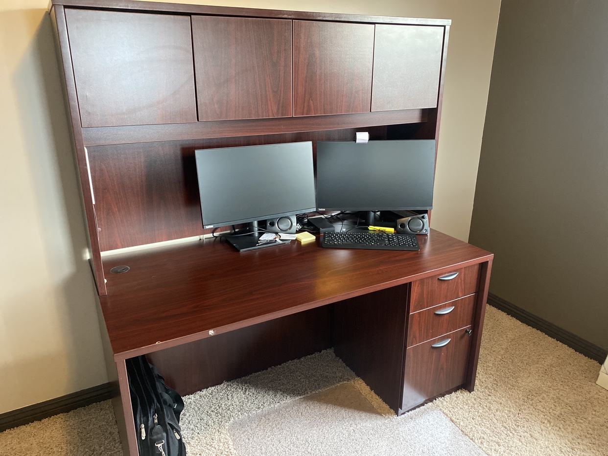 Cherry Wood Office Desk with Hutch