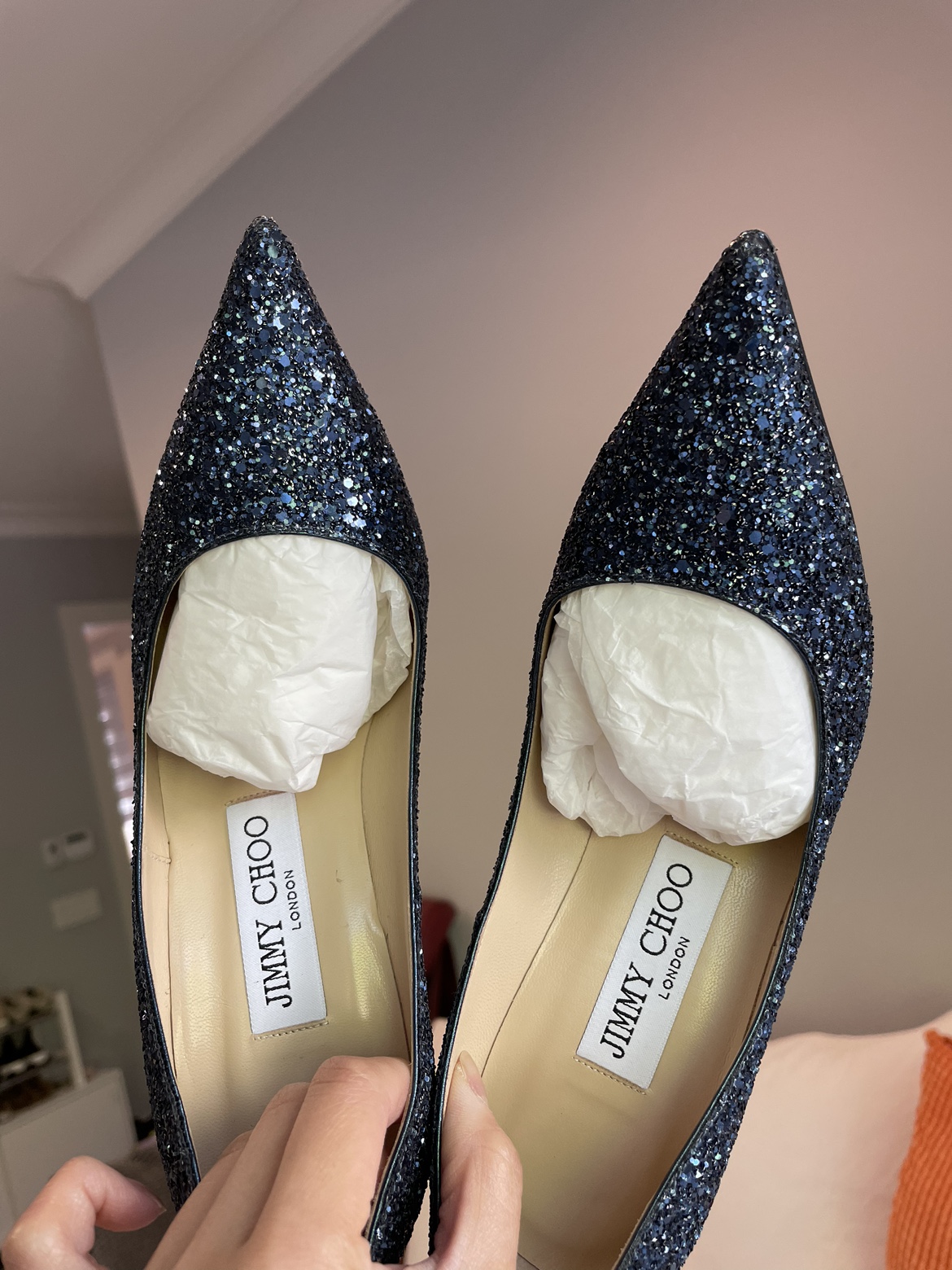 Jimmy Choo Blue Glitter Heels - photo 3