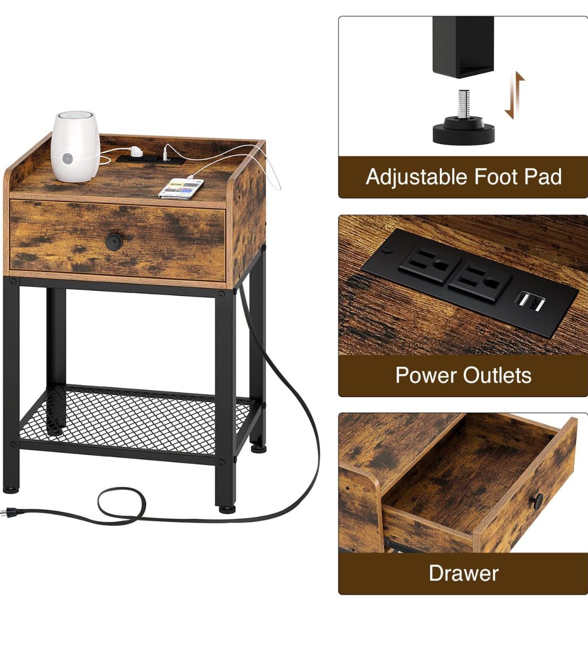 Nightstand with Charging Station and USB Ports - photo 2
