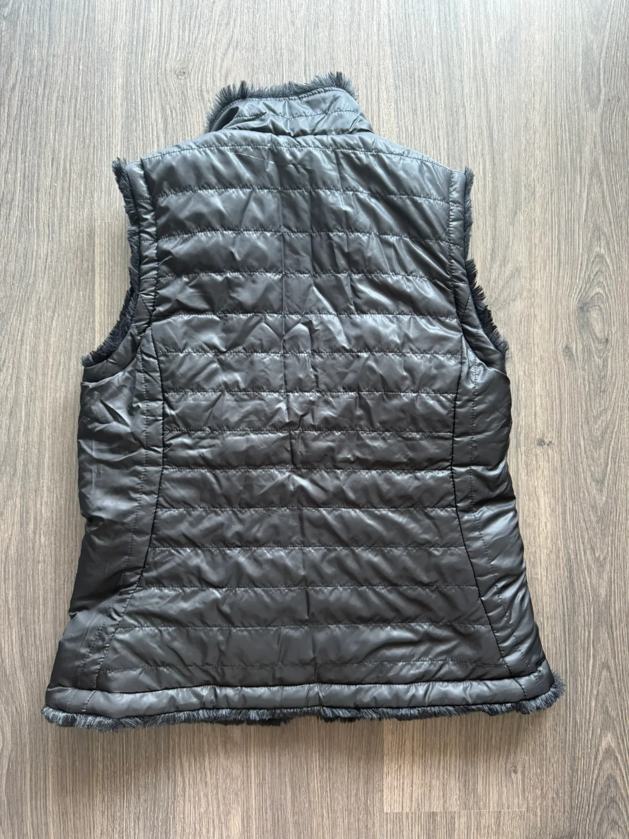 Black Reversible Fur/Nylon Vest image indicator(4)