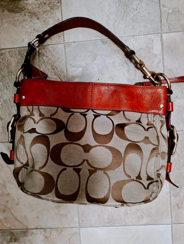 Coach Signature Brown and Red Shoulder Bag thumbnail