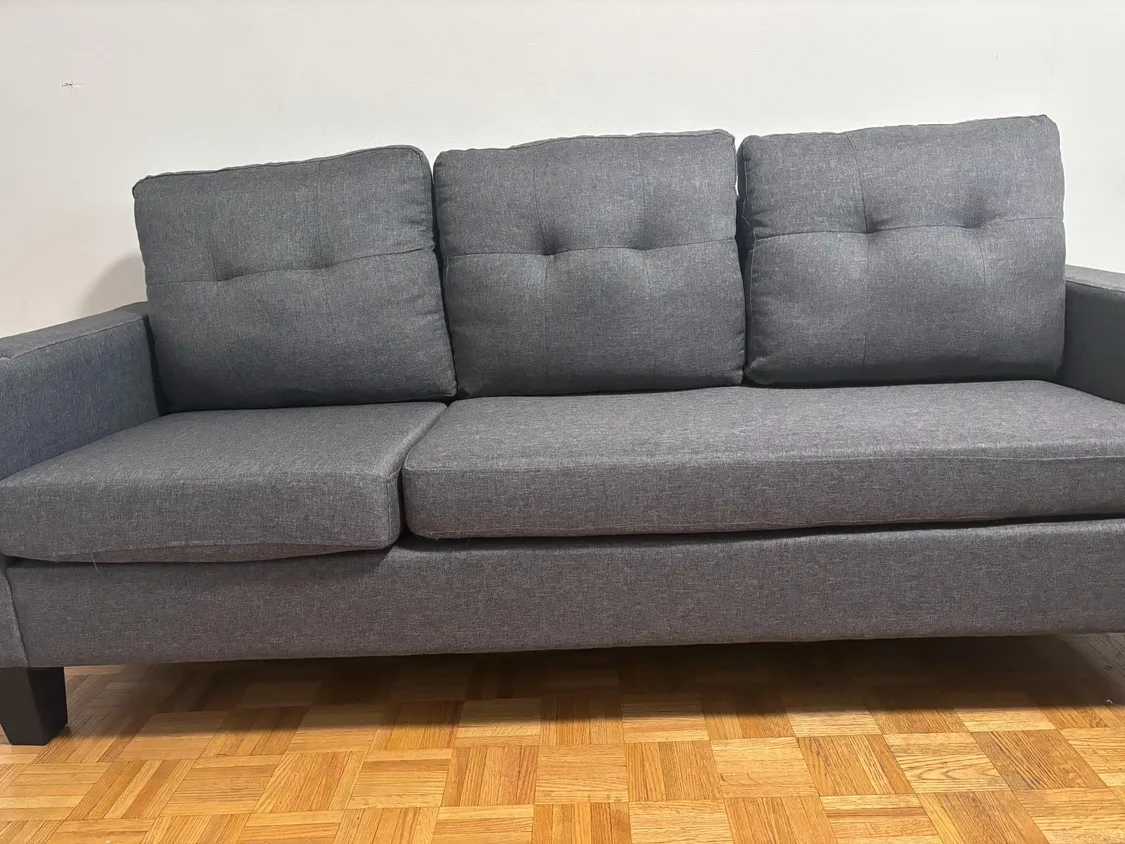 Like New - Grey Sofa with Cup Holders image indicator(5)