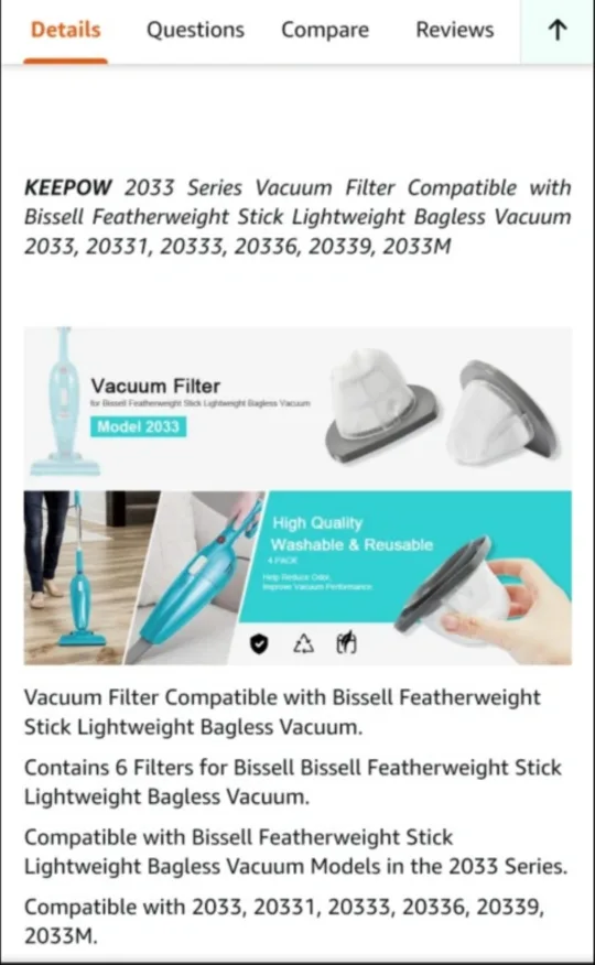 🧡4 pk Bissel Vacuum Filters image indicator(2)