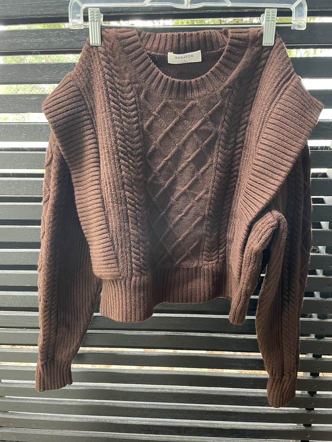 Babaton Brown Cable Knit Sweater