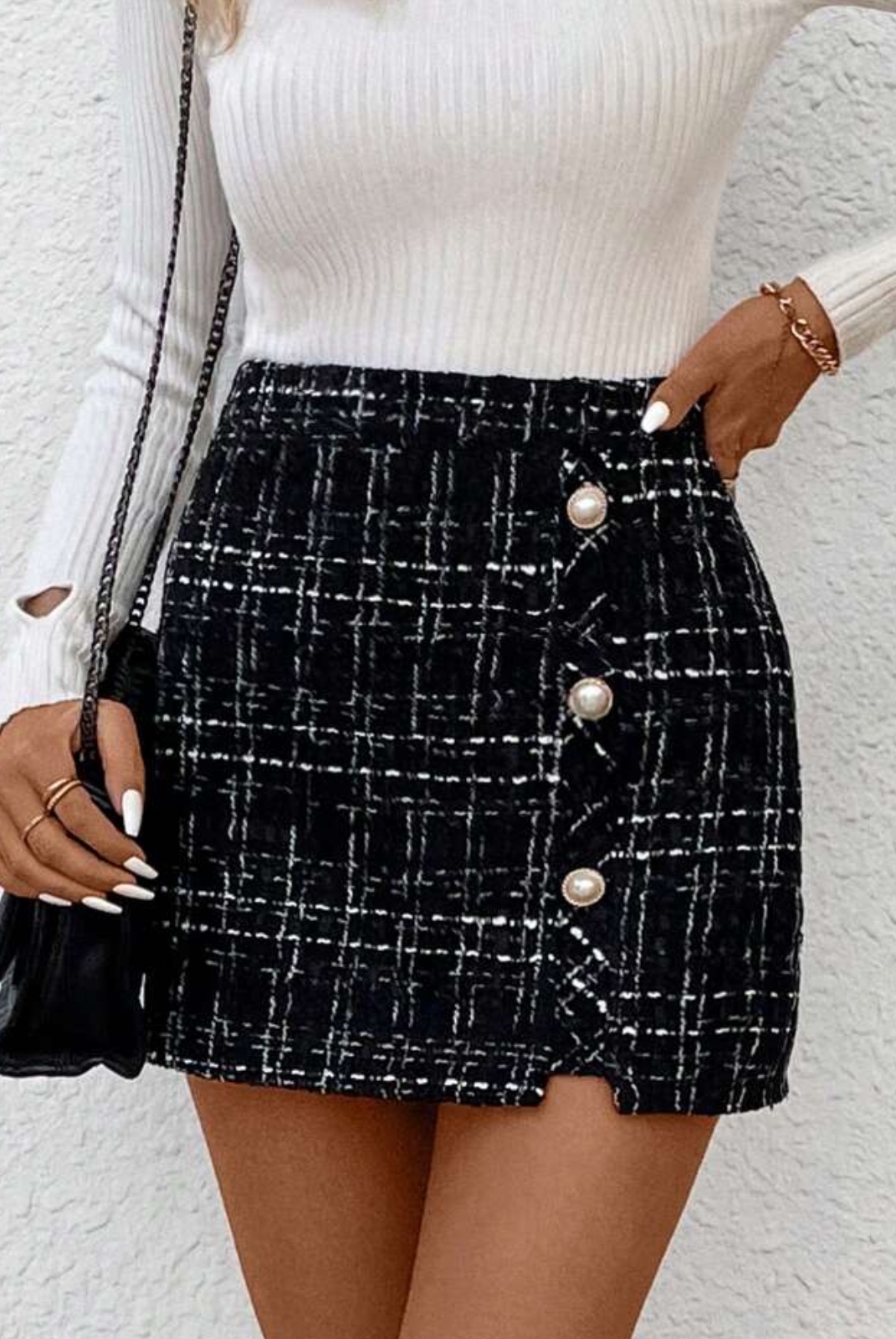 Brand new Black and White Tweed Mini Skirt