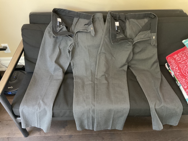 Grey school uniform pants