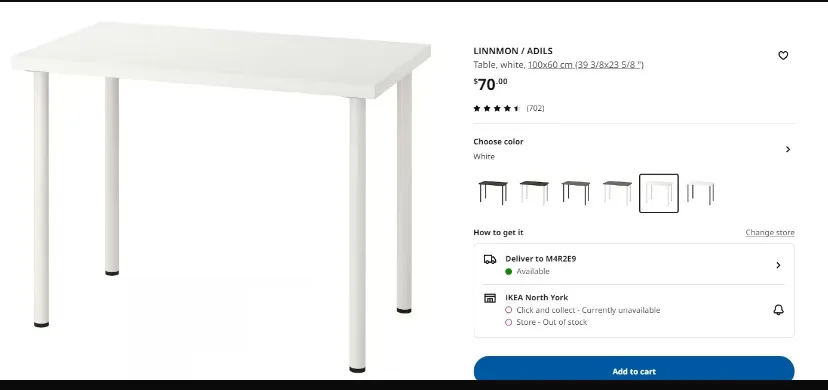 IKEA LINNMON/ADILS Table - white thumbnail