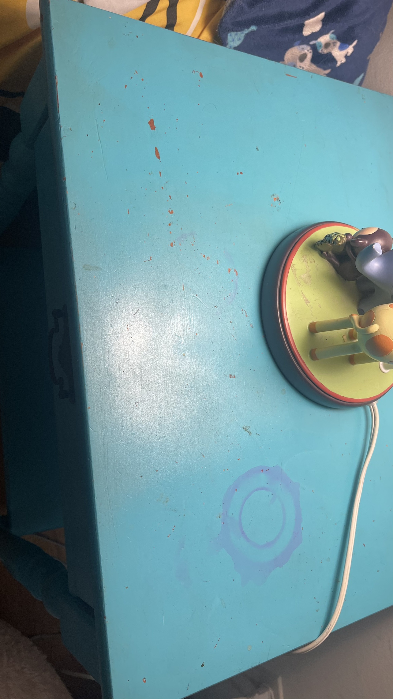Teal End Table with Drawer Please check more pictures - photo 2