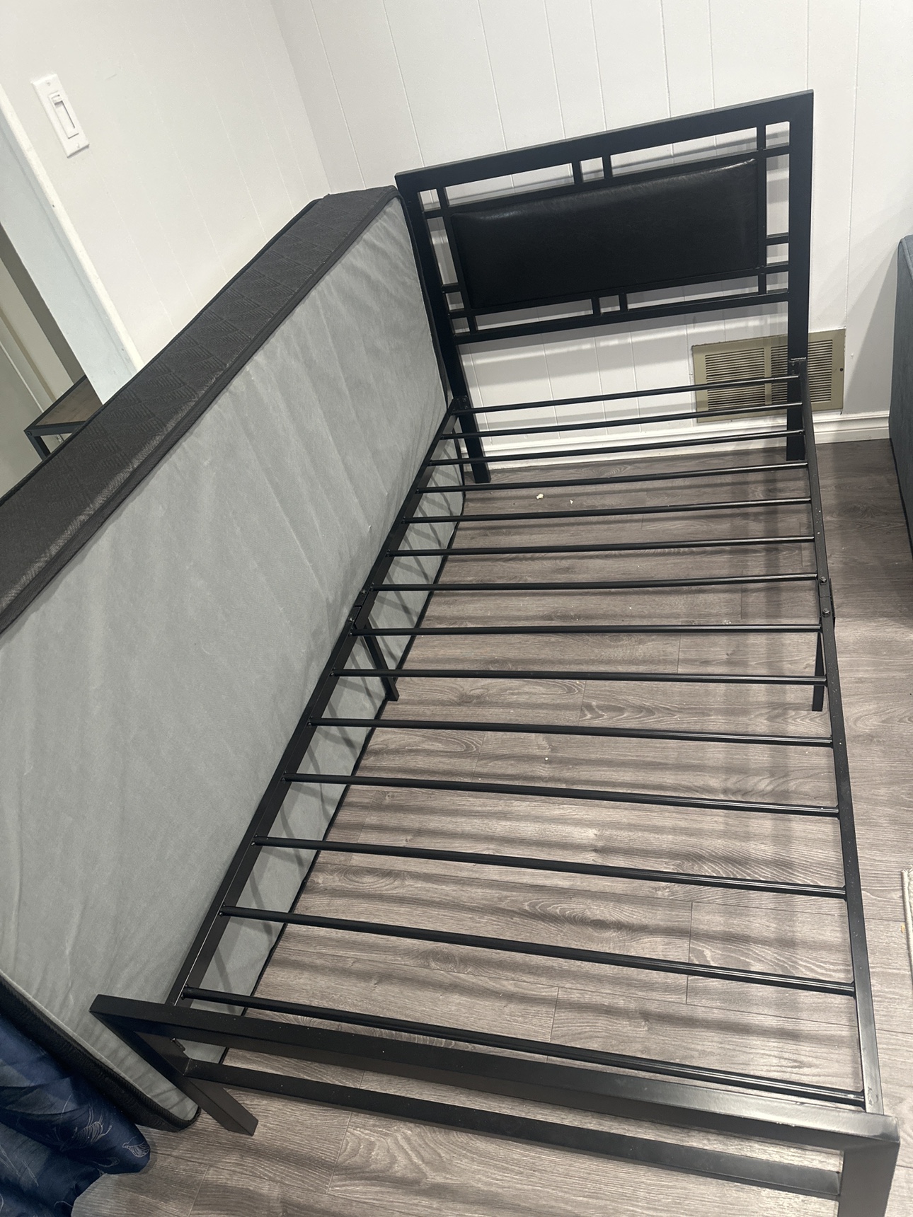 Black Metal Bed Frame with Mattress - photo 2