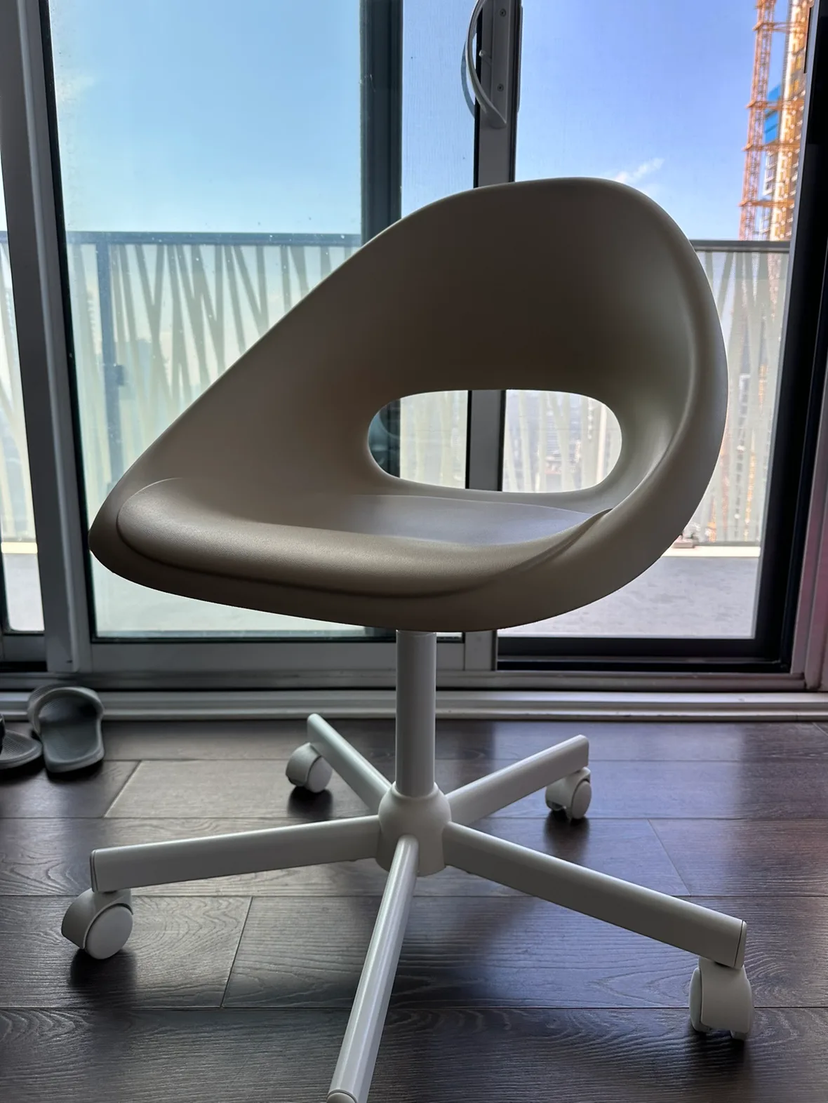 ikea beige & white swivel chair thumbnail