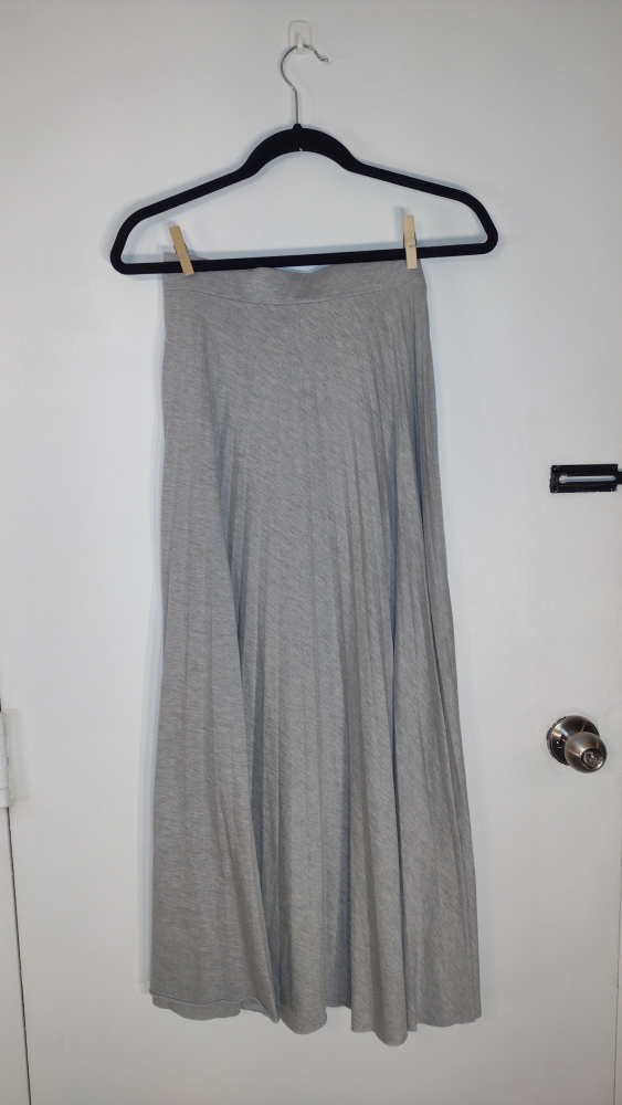 Grey Pleated Midi Skirt