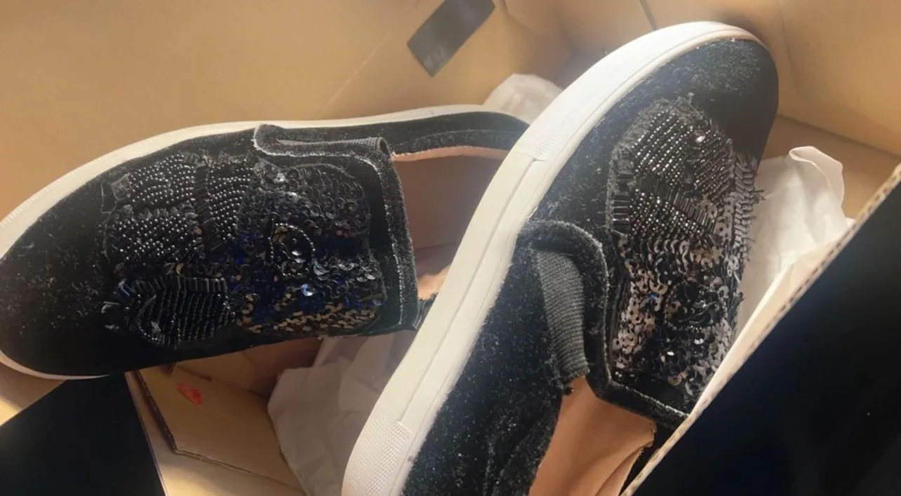 Topshop Black Velvet & Sequined Slip-On Sneakers image indicator(4)