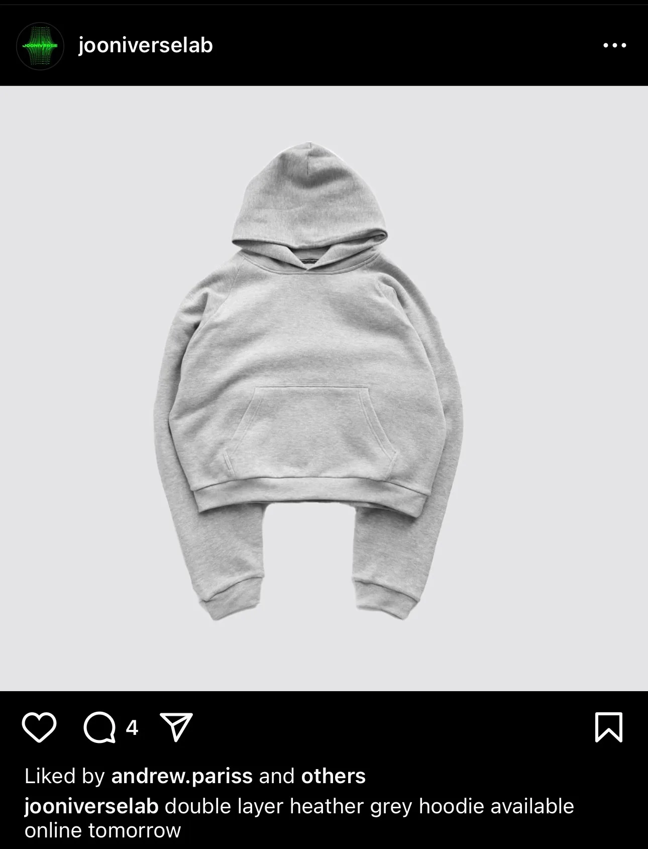 Jooniverse Lab Ghost Grey Cropped Hoodie - Men’s Medium image indicator(6)