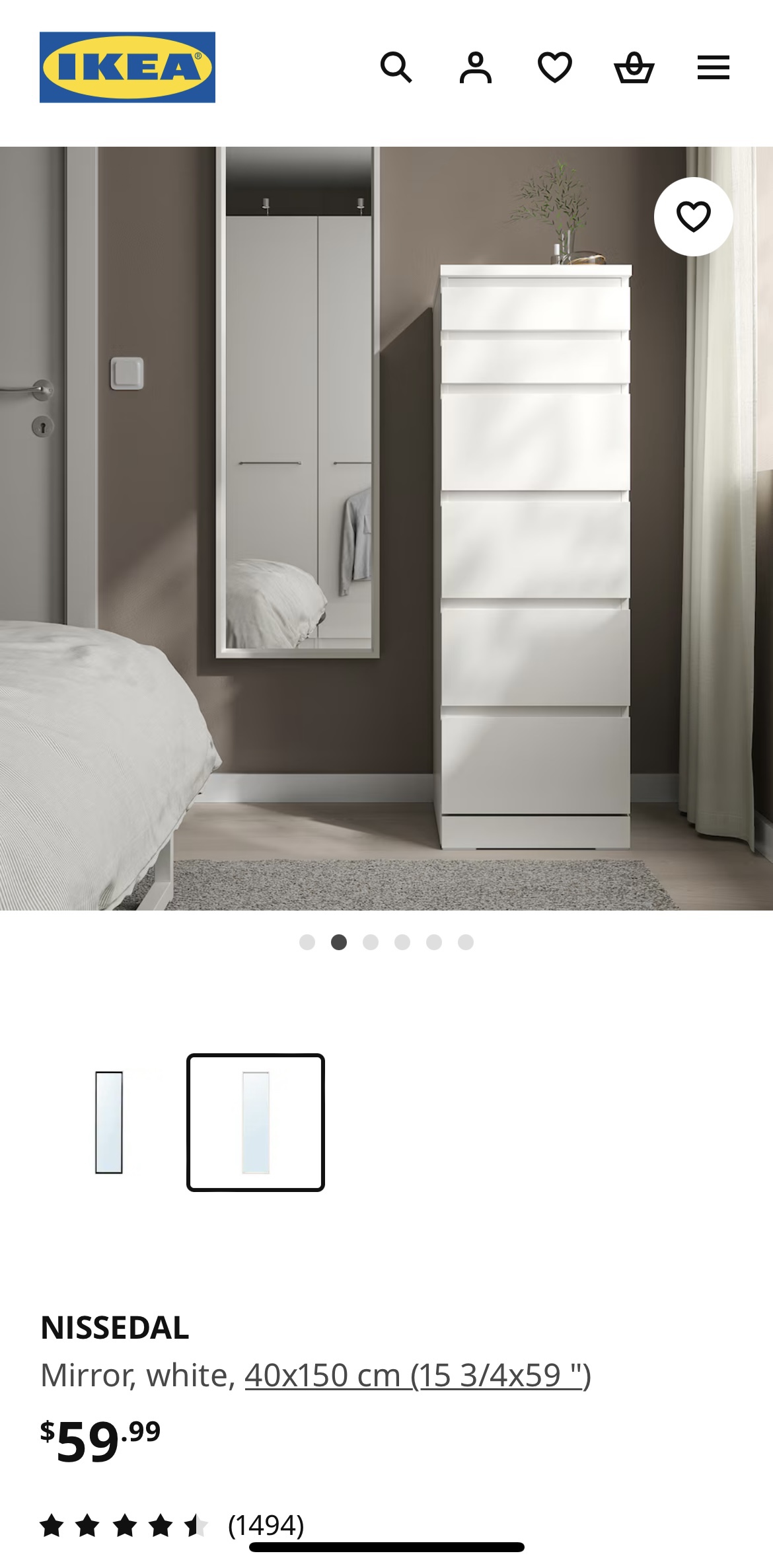 IKEA NISSEDAL Mirror, White - photo 4