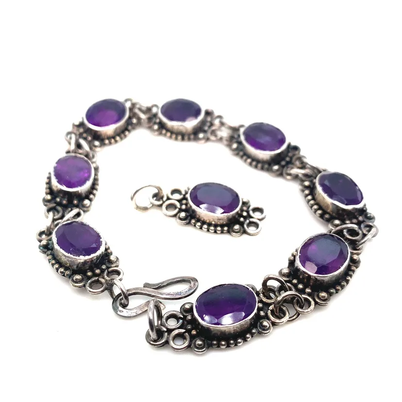 Sterling silver Amethyst Bracelet with Pendant image indicator(2)