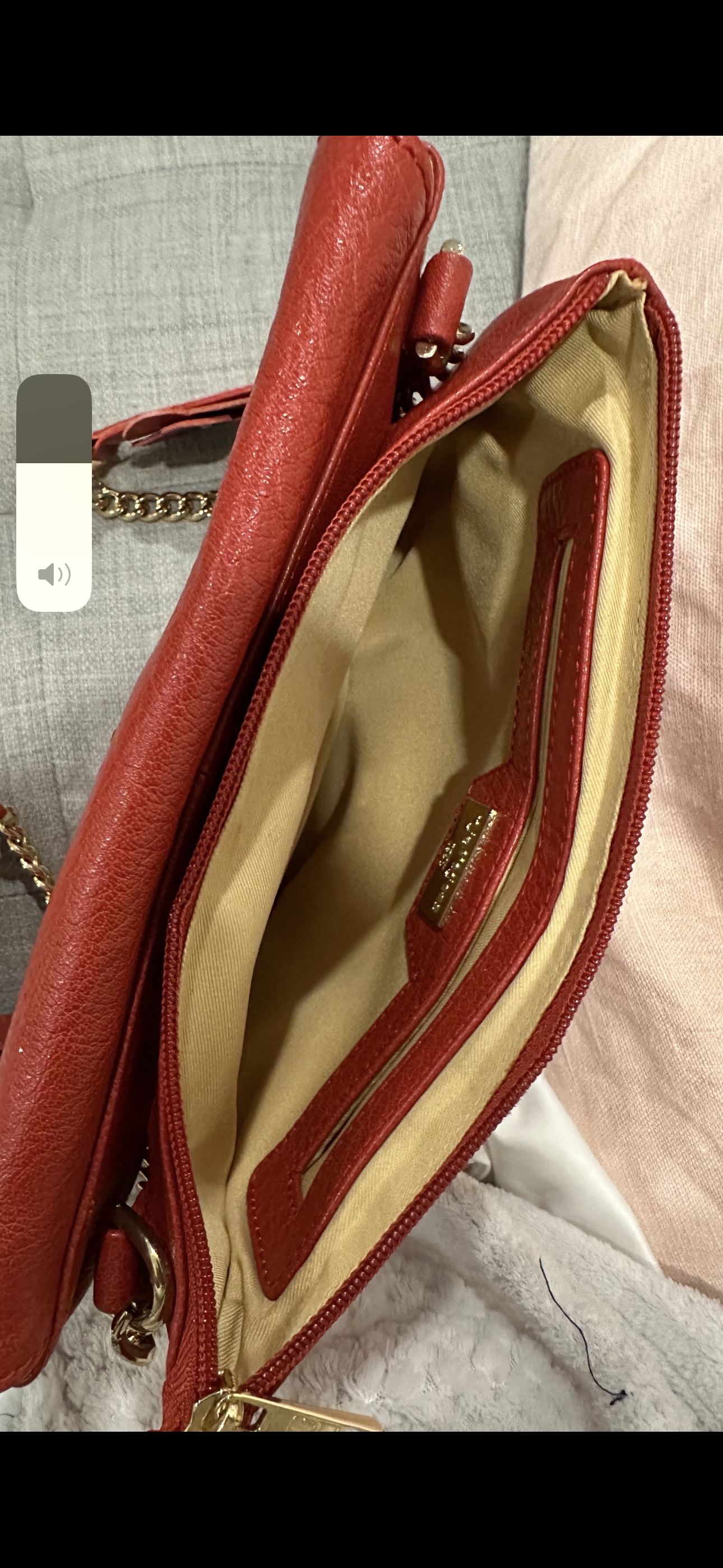 Red Leather Bag with Flower Chain - photo 4