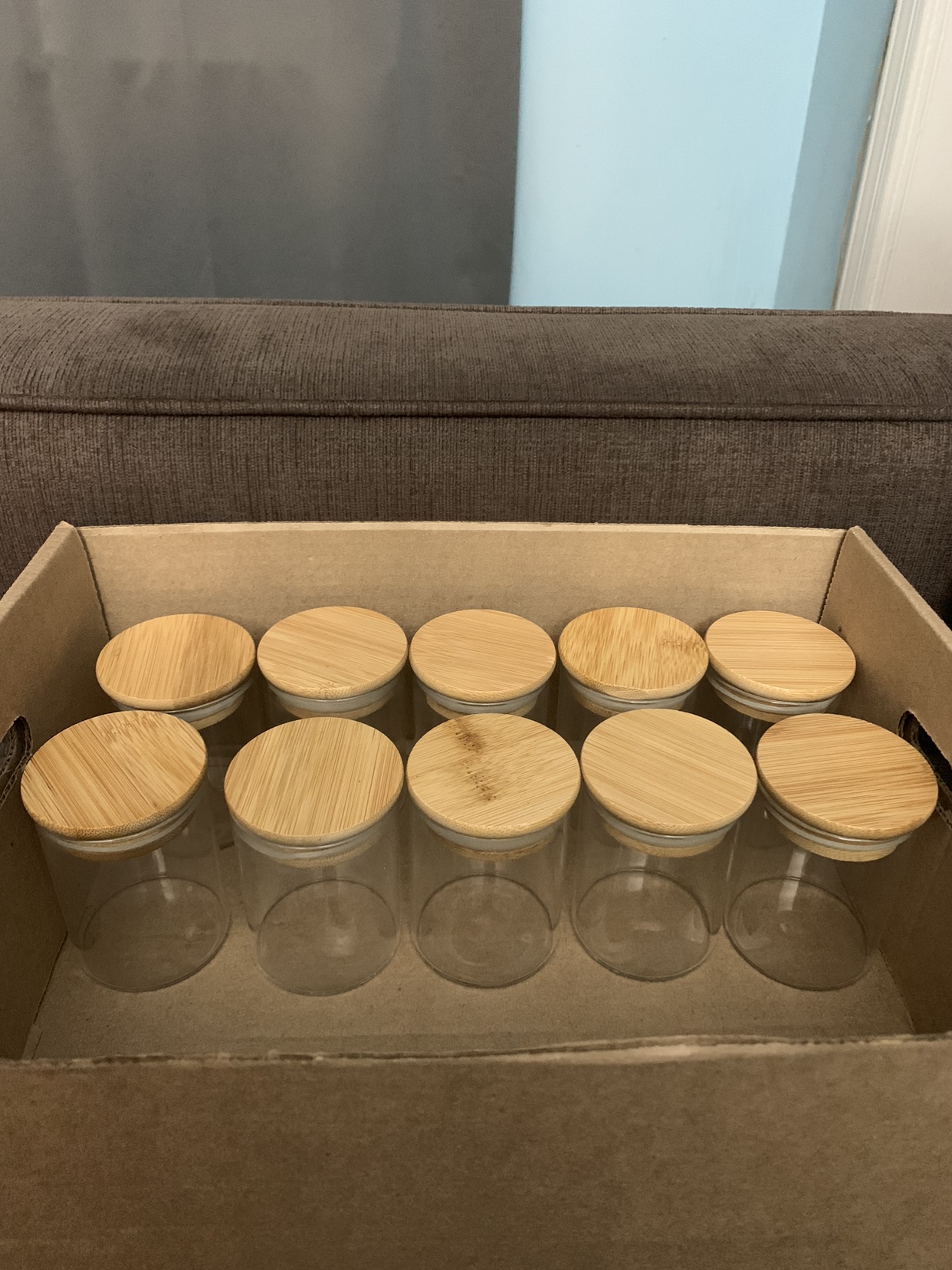 Glass Jars with Bamboo Lids - 10 piece