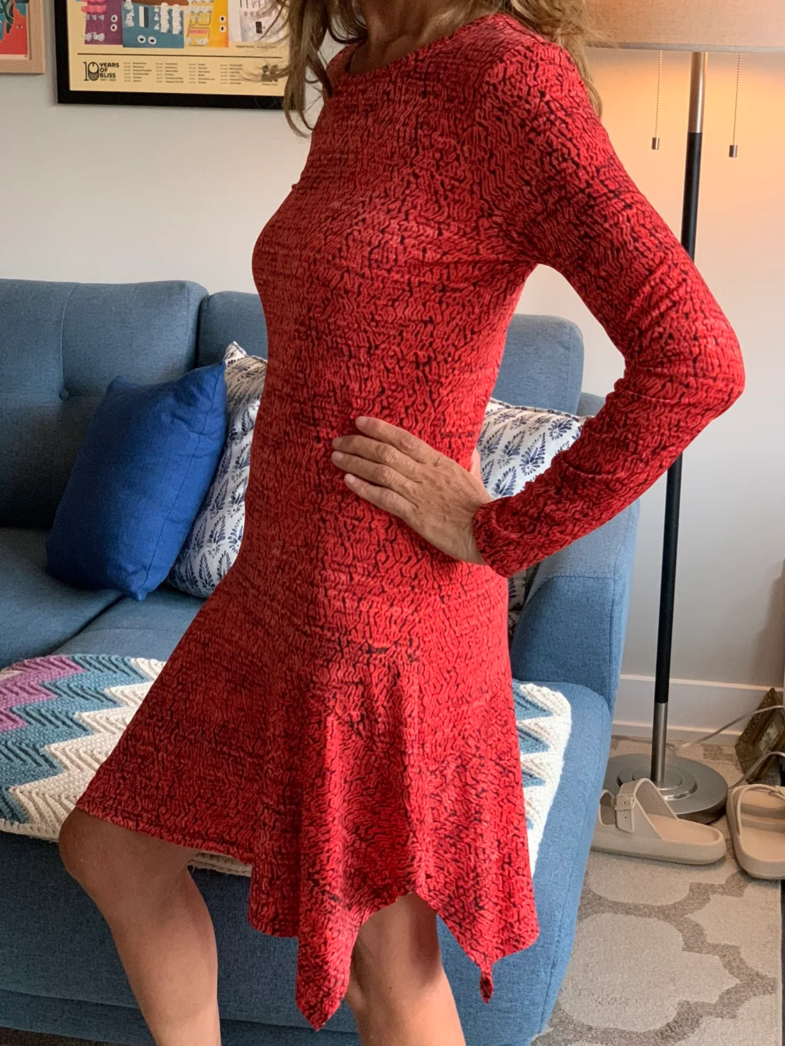 Michael Kors Red Asymmetrical Dress w/ Drop Waist thumbnail