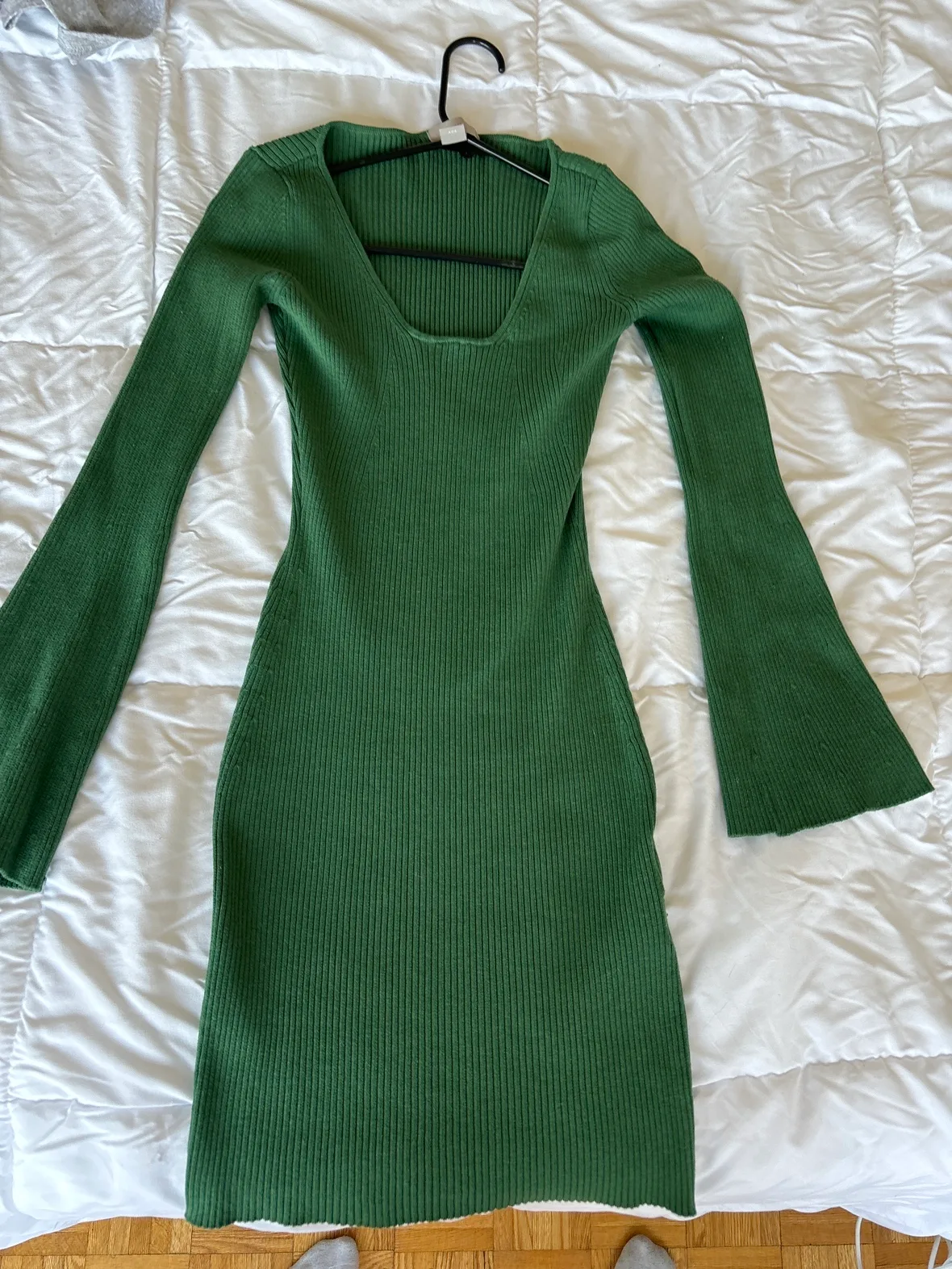 Green Ribbed Knit Dress thumbnail