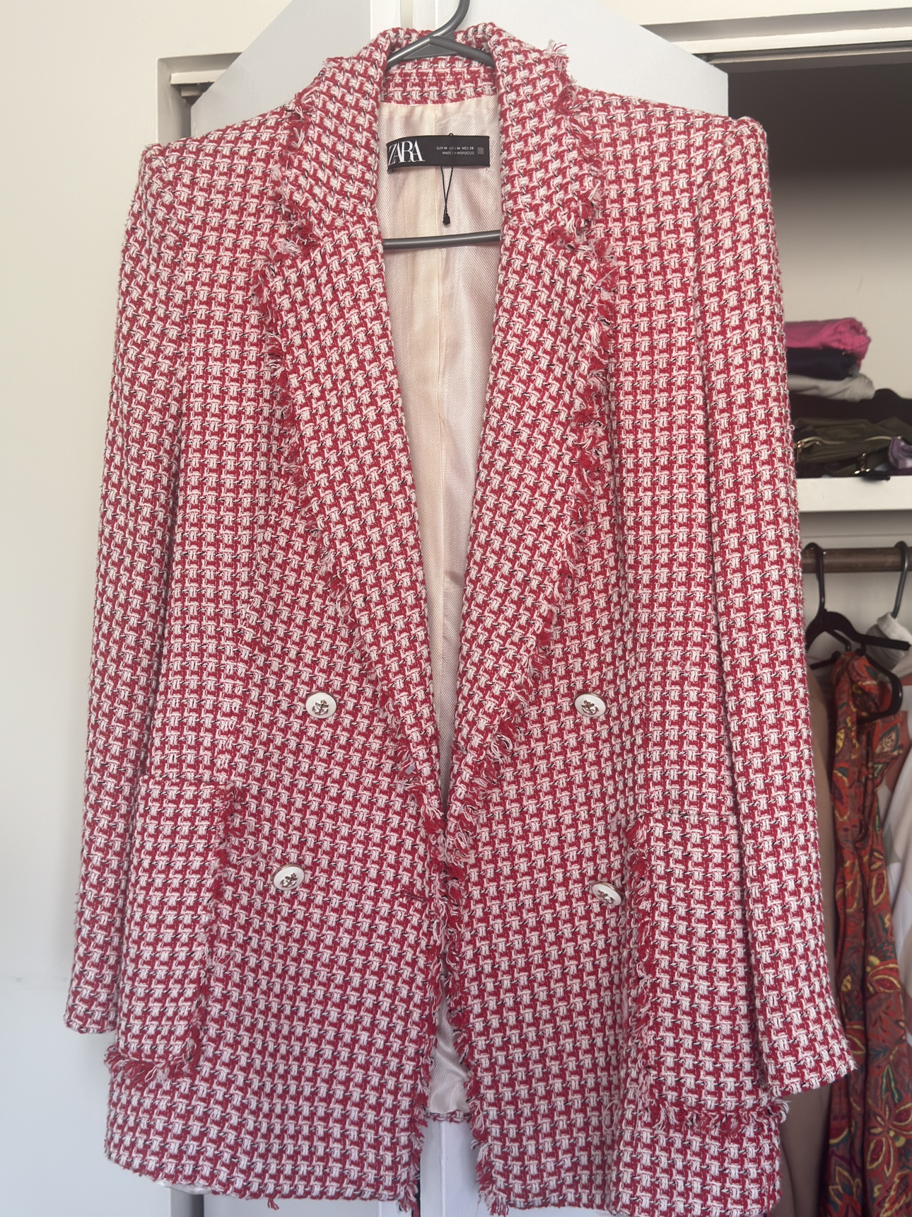 Zara Red Tweed Blazer