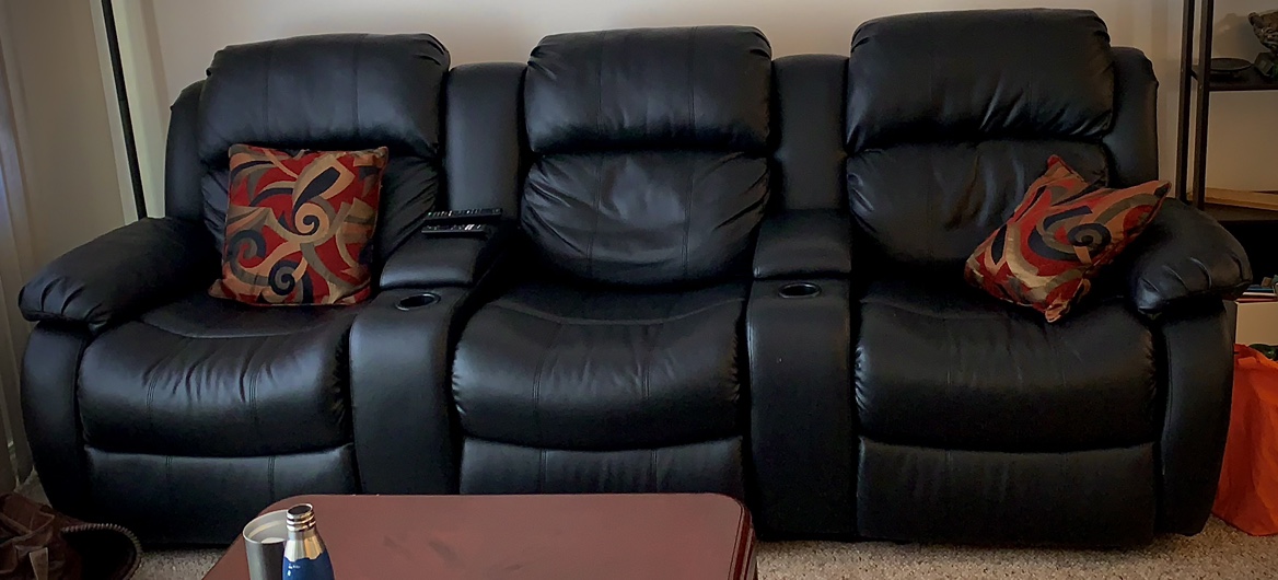 Black Leather Recliner Couch-Good Shape