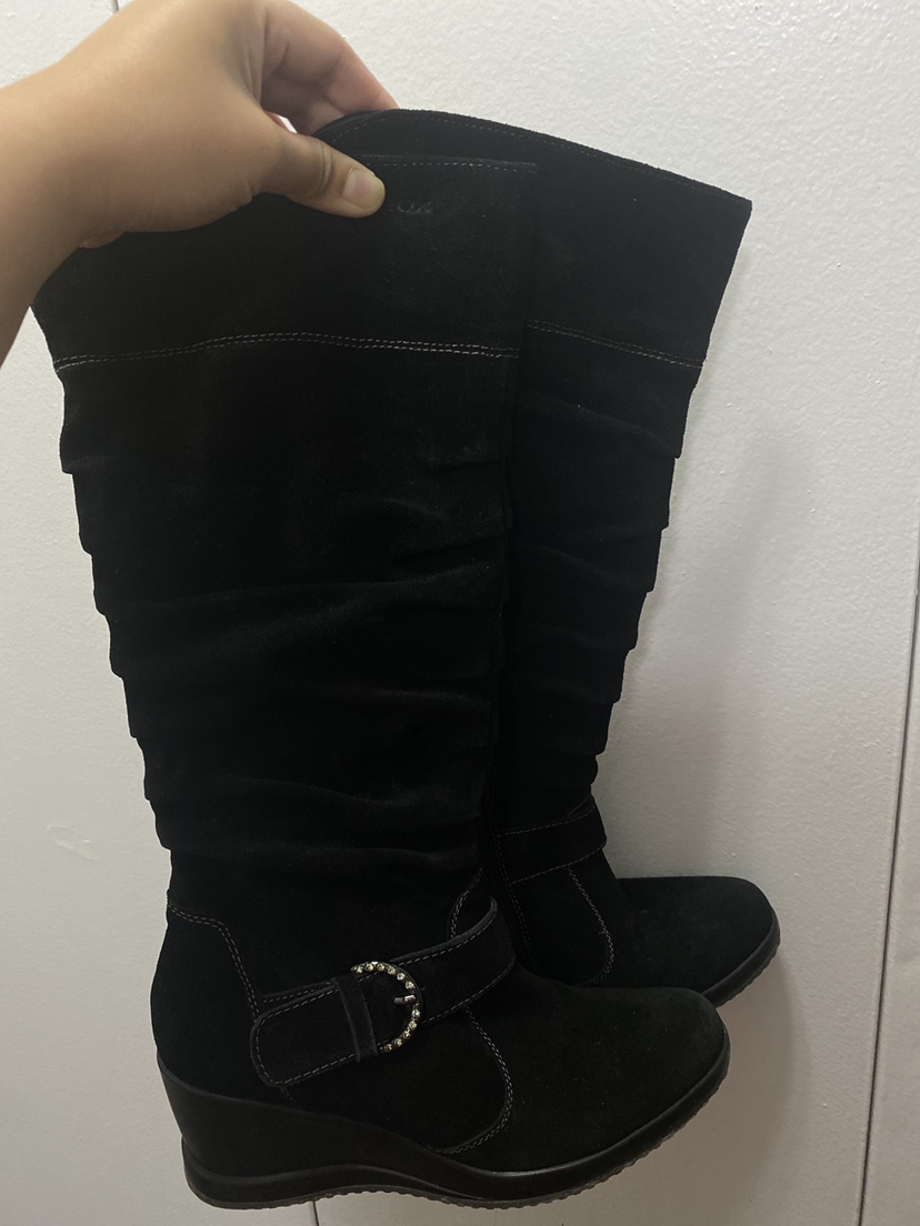 Black Suede Wedge Boots