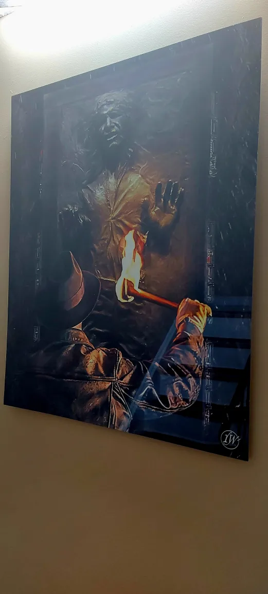 Star Wars Han Solo in Carbonite with Indiana Jones looking on thumbnail
